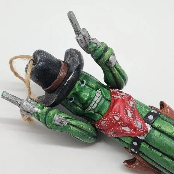 Rustic Country Western Christmas Ornament Cowboy Cactus Figurine Sheriff - Picture 3 of 8